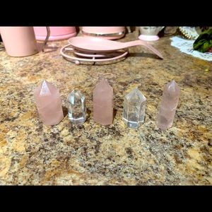 Pink and clear crystals.